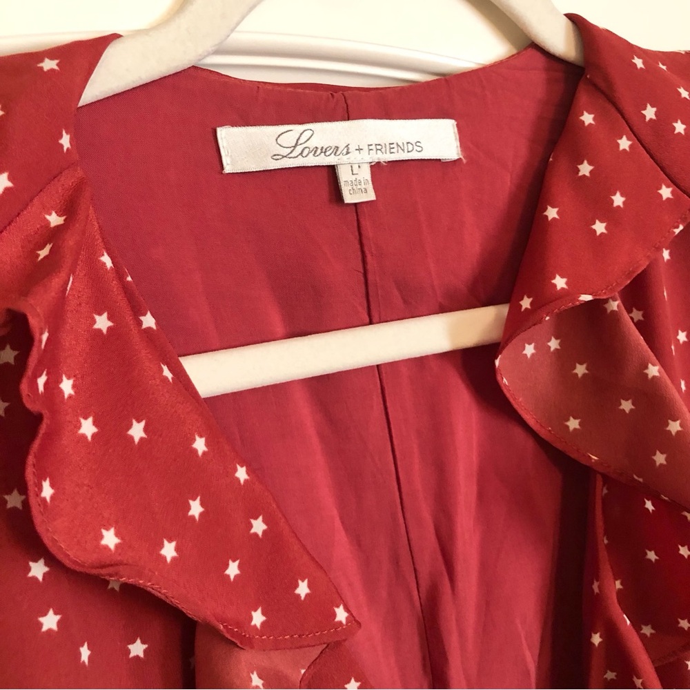 Lovers + Friends Star Print Ruffle Wrap Romper Skort Shorts - Picture 6 of 10